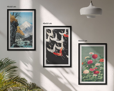 Conjunto de quadros para sala de estar Montanhas cachoeira pássaros flores