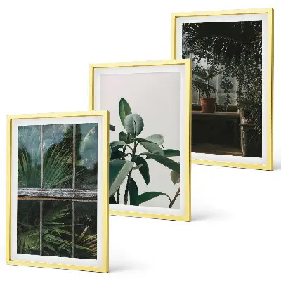 Composição de quadros moderna com folhas verdes na janela