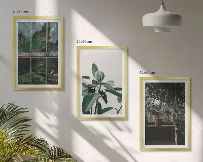 Composição de quadros moderna com folhas verdes na janela