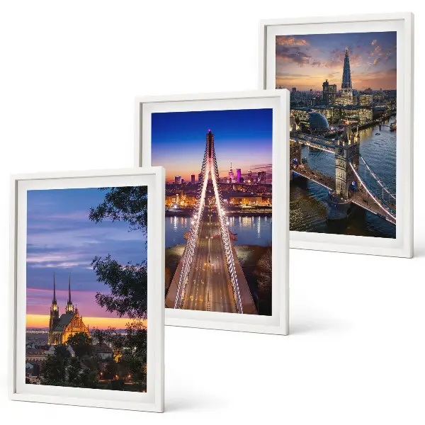Conjunto de quadros para sala de estar com vistas de pontes e pores do sol