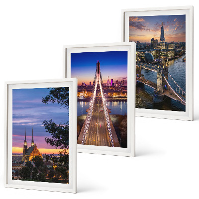 Conjunto de quadros para sala de estar Vistas de pontes e pores do sol