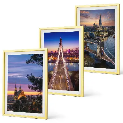 Conjunto de quadros para sala de estar com vistas de pontes e pores do sol