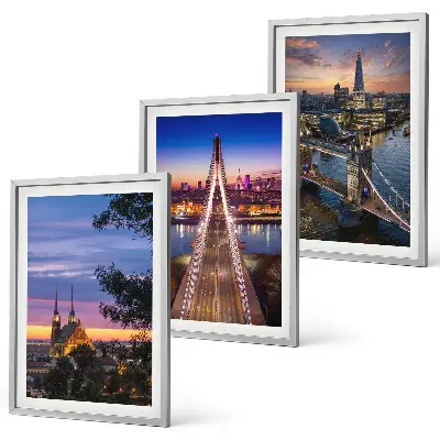 Conjunto de quadros para sala de estar com vistas de pontes e pores do sol