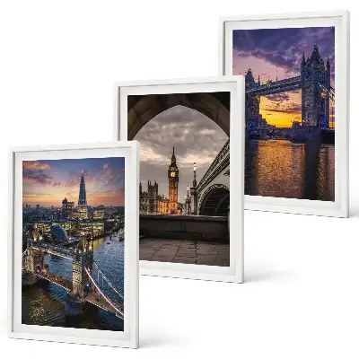 Composição de quadros moderna com torres de relógio das pontes da cidade