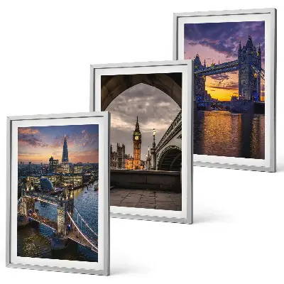 Composição de quadros moderna com torres de relógio das pontes da cidade