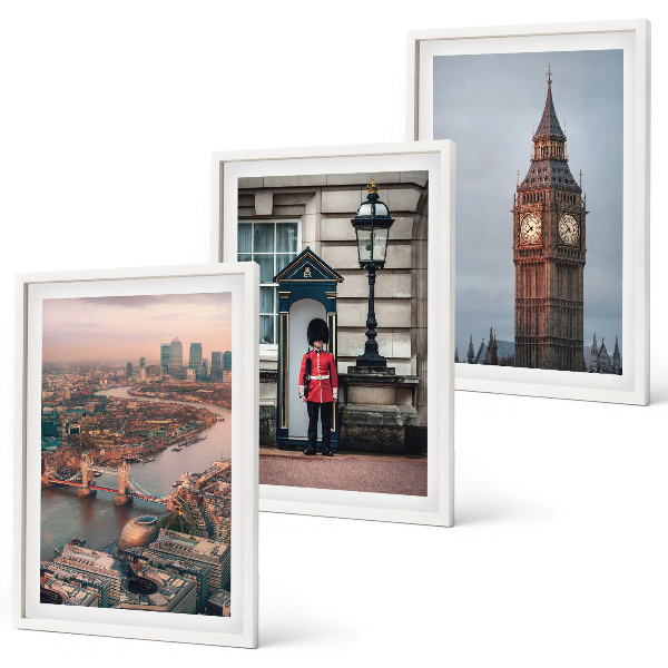 Conjunto de quadros para sala de estar London Bridge Guardian Big Ben