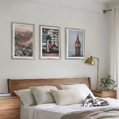 Conjunto de quadros decorativos para sala de estar estampa London Bridge Guardian Big Ben