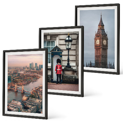 Conjunto de quadros para sala de estar London Bridge Guardian Big Ben