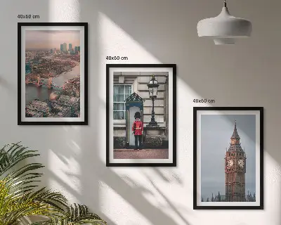 Conjunto de quadros decorativos para sala de estar estampa London Bridge Guardian Big Ben