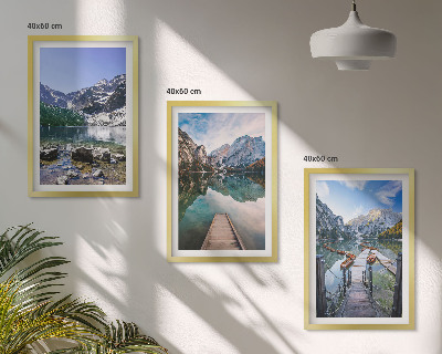 Composição de quadros moderna Montanhas, lagos, píeres de madeira