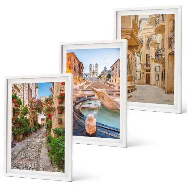 Conjunto de quadros para sala de estar As charmosas ruas da fonte