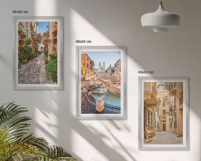 Conjunto de quadros para sala de estar As charmosas ruas da fonte