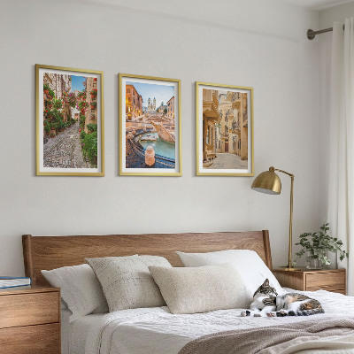 Conjunto de quadros para sala de estar As charmosas ruas da fonte
