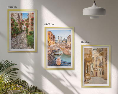Conjunto de quadros para sala de estar As charmosas ruas da fonte
