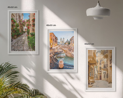 Conjunto de quadros para sala de estar As charmosas ruas da fonte