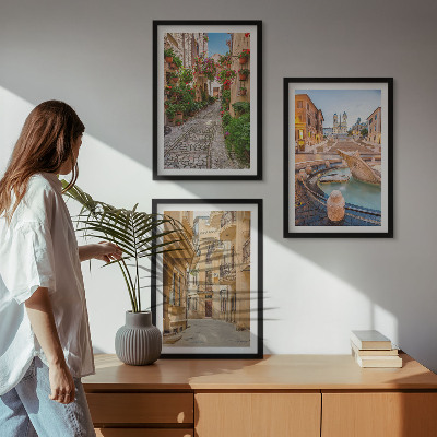 Conjunto de quadros para sala de estar As charmosas ruas da fonte