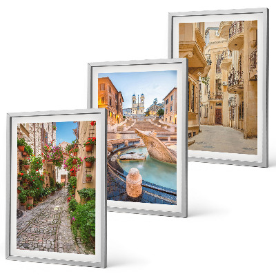 Conjunto de quadros para sala de estar As charmosas ruas da fonte