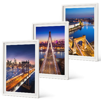 Composição de quadros moderna Cidades à noite, pontes, rios