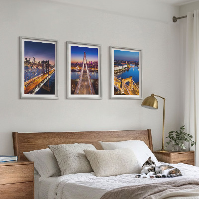 Composição de quadros moderna Cidades à noite, pontes, rios