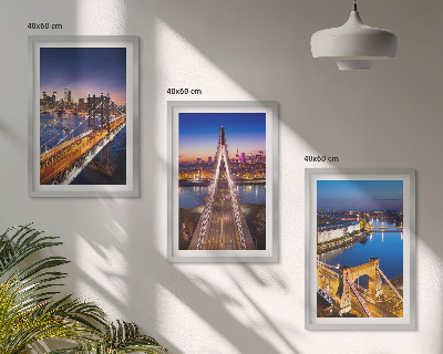 Composição de quadros moderna Cidades à noite, pontes, rios