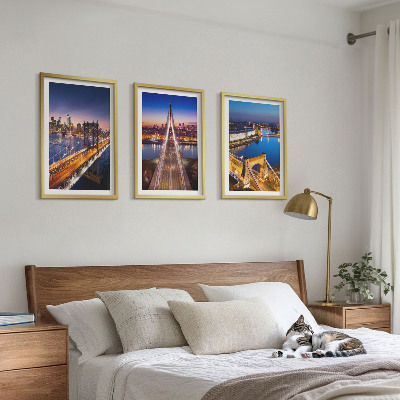 Composição de quadros moderna Cidades à noite, pontes, rios