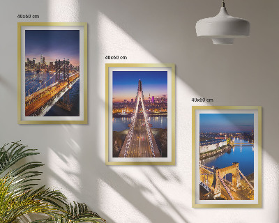 Composição de quadros moderna Cidades à noite, pontes, rios