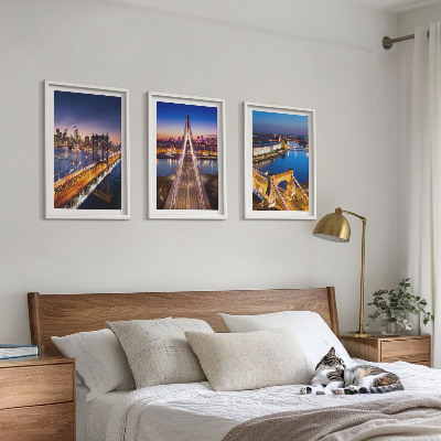 Composição de quadros moderna Cidades à noite, pontes, rios
