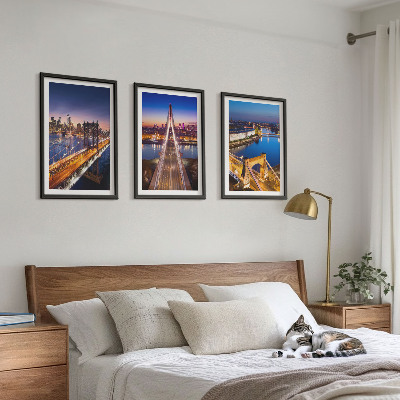 Composição de quadros moderna Cidades à noite, pontes, rios