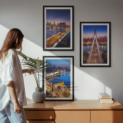 Composição de quadros moderna Cidades à noite, pontes, rios