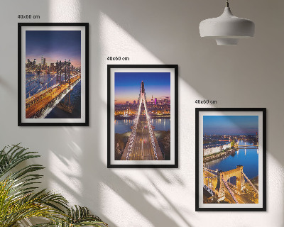Composição de quadros moderna Cidades à noite, pontes, rios