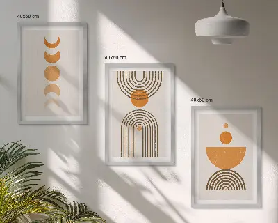 Conjunto de quadros para sala de estar com decoração minimalista estilo boho