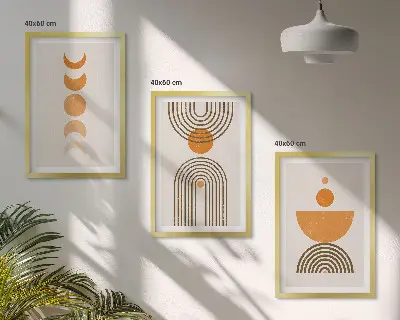 Conjunto de quadros para sala de estar com decoração minimalista estilo boho