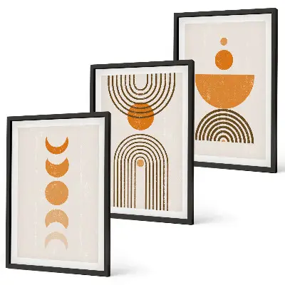 Conjunto de quadros para sala de estar com decoração minimalista estilo boho