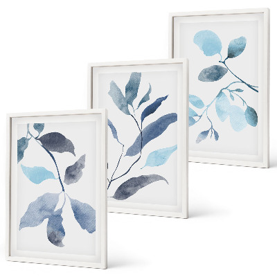 Composição de quadros moderna Folhas azuis em aquarela