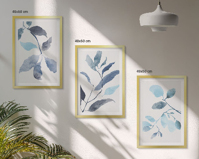 Composição de quadros moderna Folhas azuis em aquarela