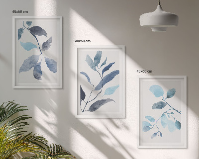 Composição de quadros moderna Folhas azuis em aquarela
