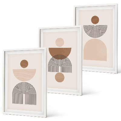 Conjunto de quadros para sala de estar Formas abstratas em tons de marrom