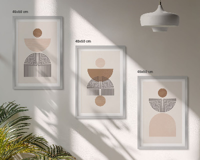 Conjunto de quadros para sala de estar Formas abstratas em tons de marrom