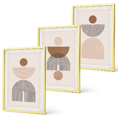 Conjunto de quadros para sala de estar Formas abstratas em tons de marrom