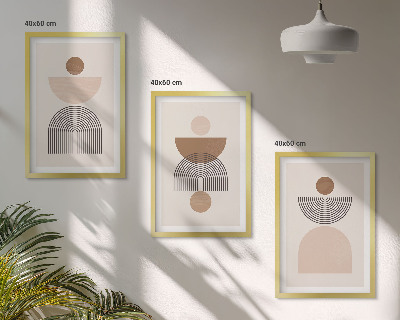 Conjunto de quadros para sala de estar Formas abstratas em tons de marrom