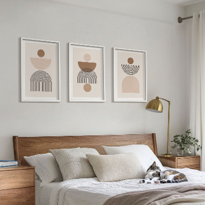 Conjunto de quadros para sala de estar Formas abstratas em tons de marrom