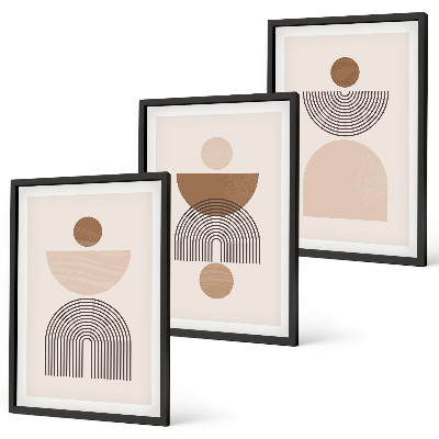 Conjunto de quadros para sala de estar Formas abstratas em tons de marrom