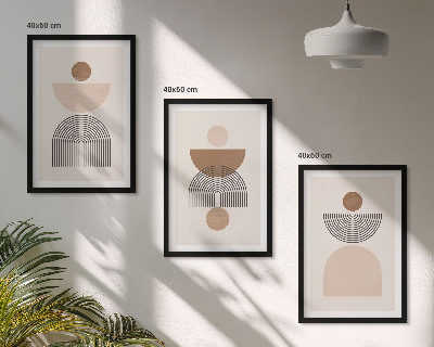 Conjunto de quadros para sala de estar Formas abstratas em tons de marrom