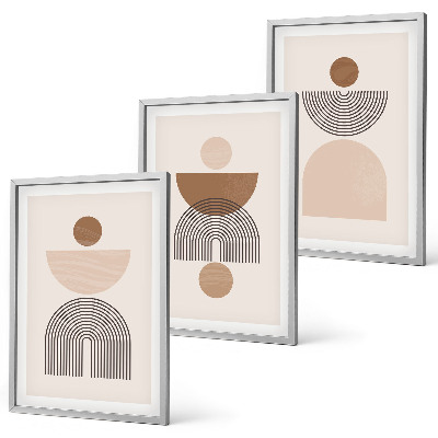Conjunto de quadros para sala de estar Formas abstratas em tons de marrom