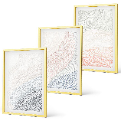 Conjunto de 3 quadros com moldura Ondas abstratas em papelão pastel