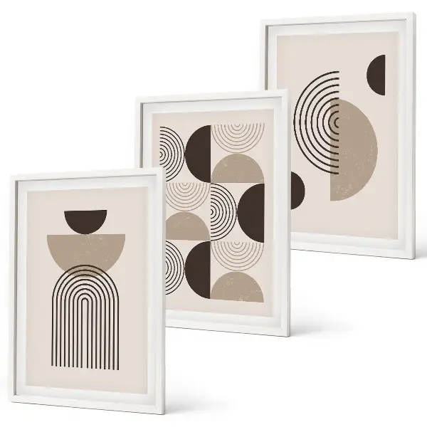 Conjunto de quadros para sala de estar com padrões minimalistas abstratos