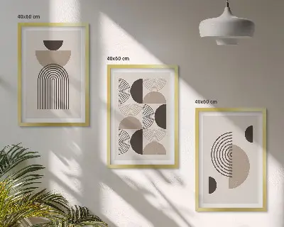 Conjunto de quadros para sala de estar com padrões minimalistas abstratos