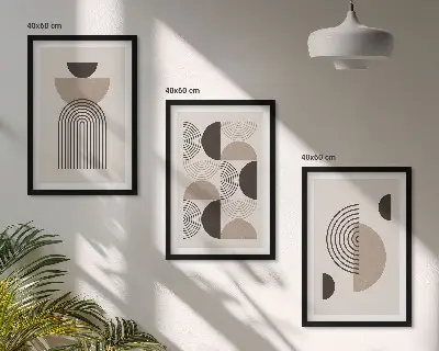 Conjunto de quadros para sala de estar com padrões minimalistas abstratos