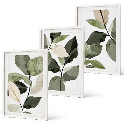 Composição de quadros moderna Folhas de plantas pintadas em estilo boho