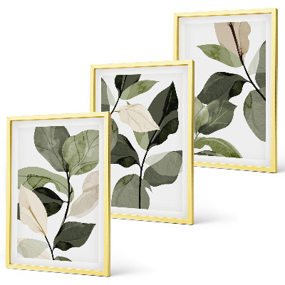 Composição de quadros moderna Folhas de plantas pintadas em estilo boho
